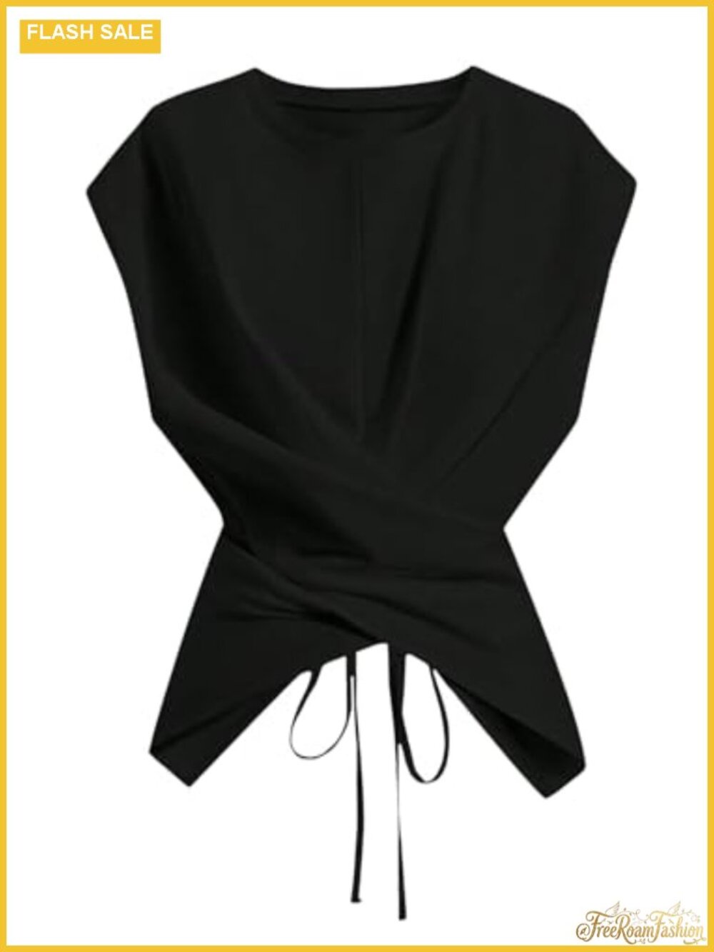 Women's Wrap Top Cap Sleeve Tie Back Asymmetrical Hem Blouse